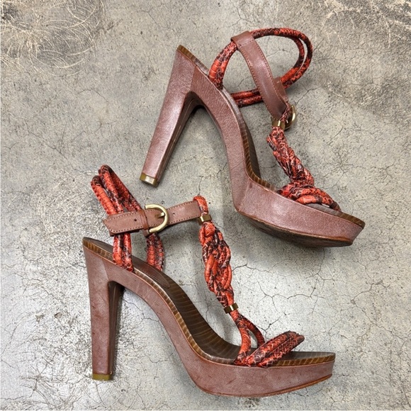 * COACH Simona snake-embossed leather platform sandals - Picture 6 of 7